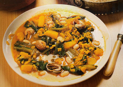 Riz aux haricots et aux blettes